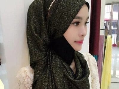 Hijab Scarf Fashion Gold Silk Cotton Female Long Scarf Folk Style (Brown)