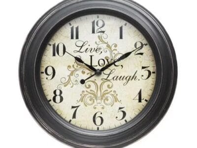 Hometrends Sterling & Noble Live Love Laugh Plastic Wall Clock