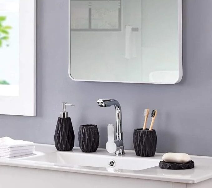 Ceramic Toothbrush Holder Pattern Artistic Design Bathroom Organization