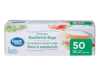 Great Value Zipper Sandwich Bags, 50 Bags, 165 x 149 mm