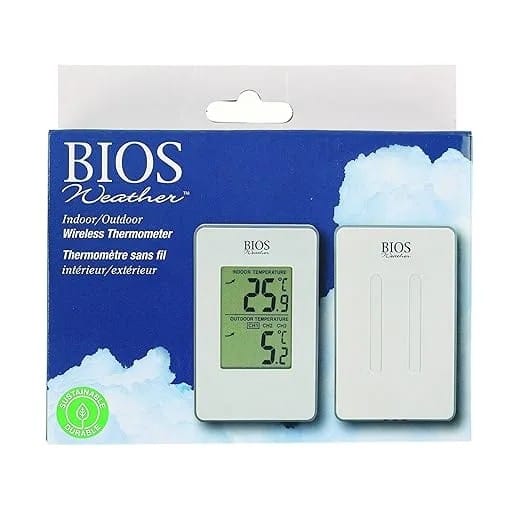 BIOS Thermor Indoor/Outdoor Wireless Thermometer (Silver, 6-Inch x 6.25-Inch x 0.6-Inch)