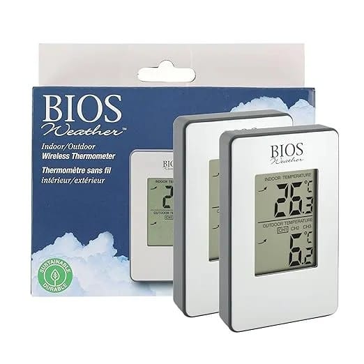 BIOS Thermor Indoor/Outdoor Wireless Thermometer (Silver, 6-Inch x 6.25-Inch x 0.6-Inch)