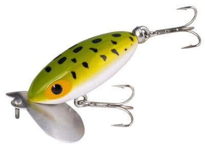 Arbogast Jitterbug Clicker Topwater Baits 2″ Frog White Belly 1/4 oz
