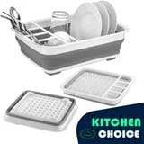 MEKBOK Collapsible Dish Drying Rack Portable Dish Drainer Dinnerware Organizer Kitchen RV Campers Storage-gray