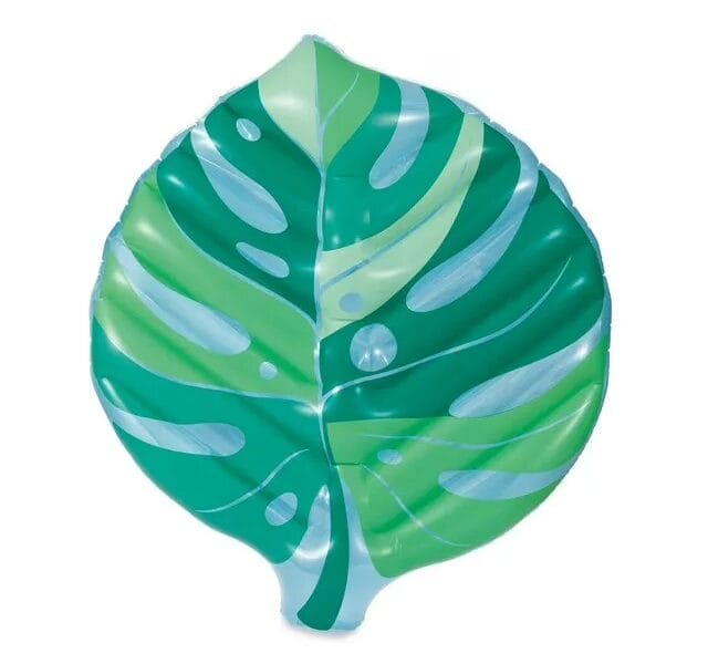 Inflatable Leaf Pool Float, Green & Blue Print, for Kids and Adults, Unisex