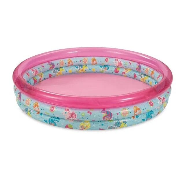 Round Inflatable 3-Ring Kiddie Splash Play Pool, Pink, For Kids, Age 2 & up, Unisex
