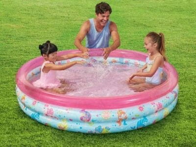Round Inflatable 3-Ring Kiddie Splash Play Pool, Pink, For Kids, Age 2 & up, Unisex
