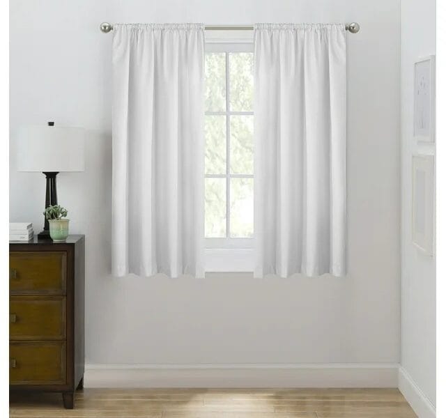 Eclipse Draft Stopper Room Darkening Fleece Lined Rod Pocket, Single Curtain Panel, White, 42″ W x 63″ L