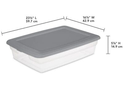 Sterilite Set of (2) 28 Qt. Storage Boxes Plastic, Titanium