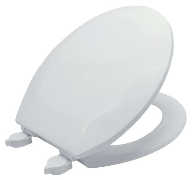 Mainstays MS Round White Plastic Toilet Seat, Easy Clean