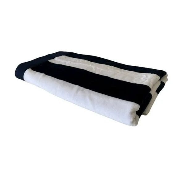Beach Pool Towel, Cabana Striped One Side Terry and One Side Velour, 32×70 inches