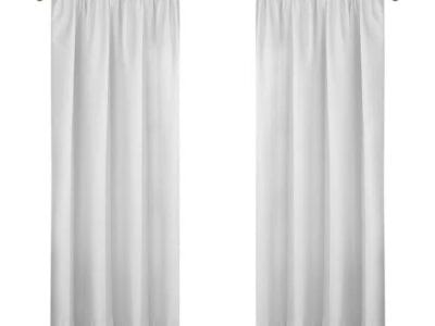 Eclipse Draft Stopper Room Darkening Fleece Lined Rod Pocket, Single Curtain Panel, White, 42″ W x 63″ L