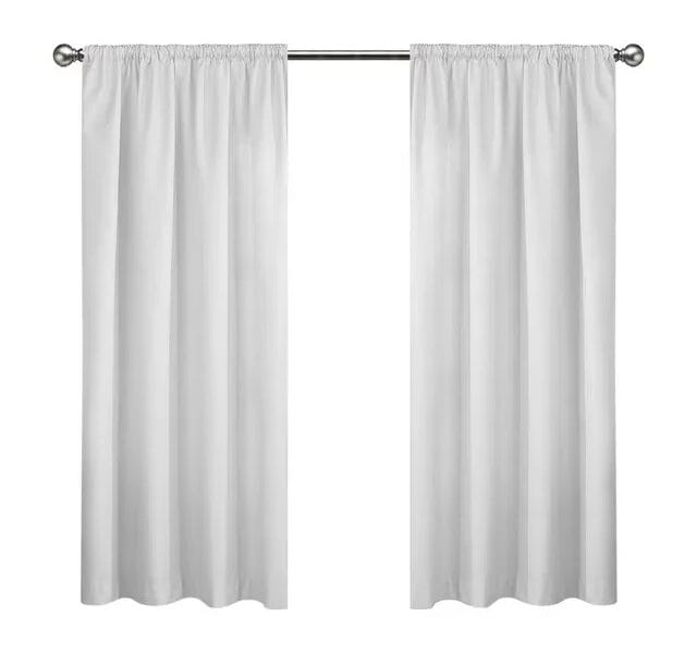 Eclipse Draft Stopper Room Darkening Fleece Lined Rod Pocket, Single Curtain Panel, White, 42″ W x 63″ L