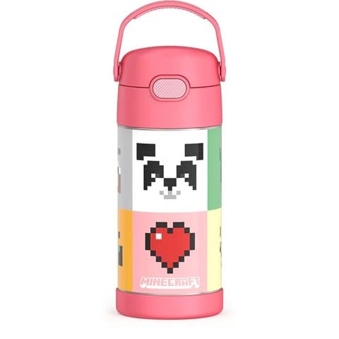 *NEW* Thermos FUNtainer Stainless Steel 12oz/355mL Straw Bottle – Minecraft Pink
