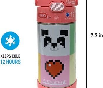 *NEW* Thermos FUNtainer Stainless Steel 12oz/355mL Straw Bottle – Minecraft Pink