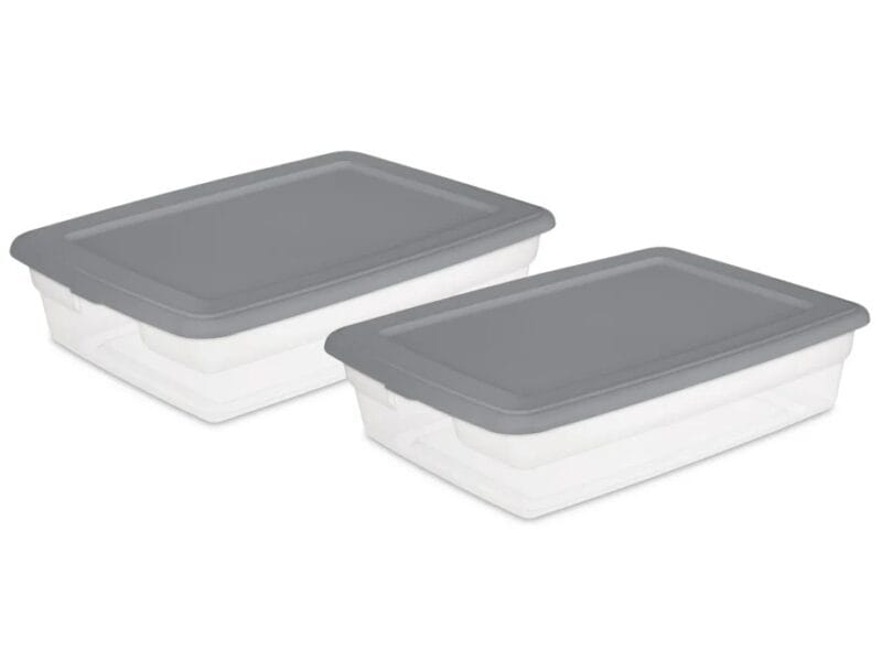 Sterilite Set of (2) 28 Qt. Storage Boxes Plastic, Titanium