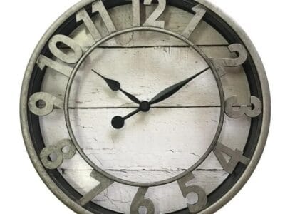 Hometrends 11.5in White Wood Plank Clock, 11.5 in. Dia./1 x 1.9 in. D/1