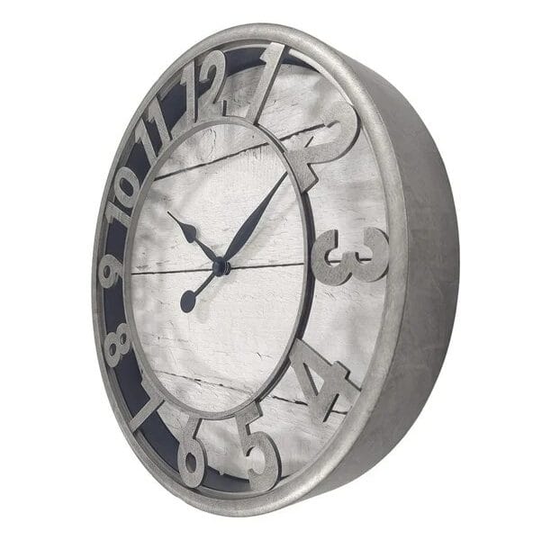 Hometrends 11.5in White Wood Plank Clock, 11.5 in. Dia./1 x 1.9 in. D/1