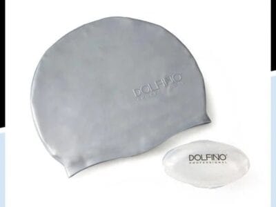 Dolfino Pro Silicone Swim Cap – Silver, Swim Cap with Case