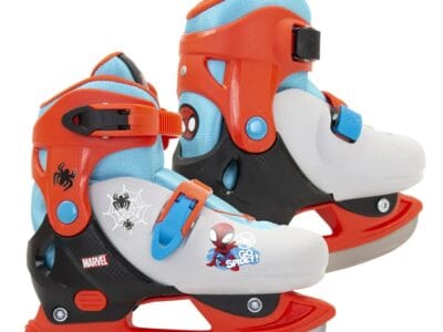 Marvel Spider-Man Hardshell Adjustable Ice Skates, extra small (Y8-Y11), grey / red