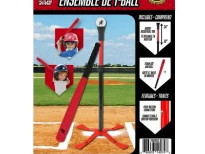 Future Stars Tee-Ball Combo Set with Height Adjustable Tee, 24″ Foam Bat and Foam Baseball – 3+, 3pc Set