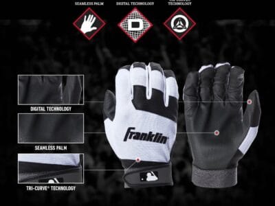 Franklin Sports Youth Flex Batting Glove Black/White Youth Large