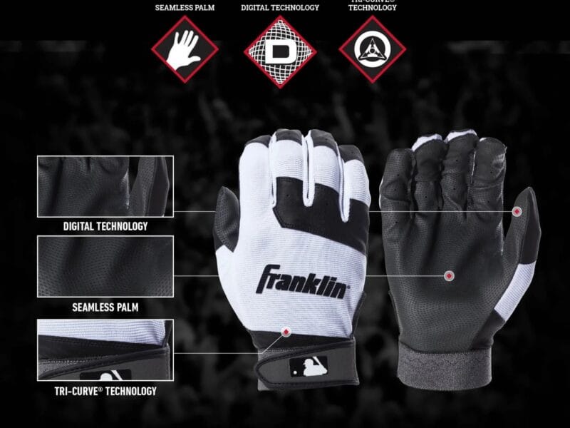 Franklin Sports Youth Flex Batting Glove Black/White Youth Large