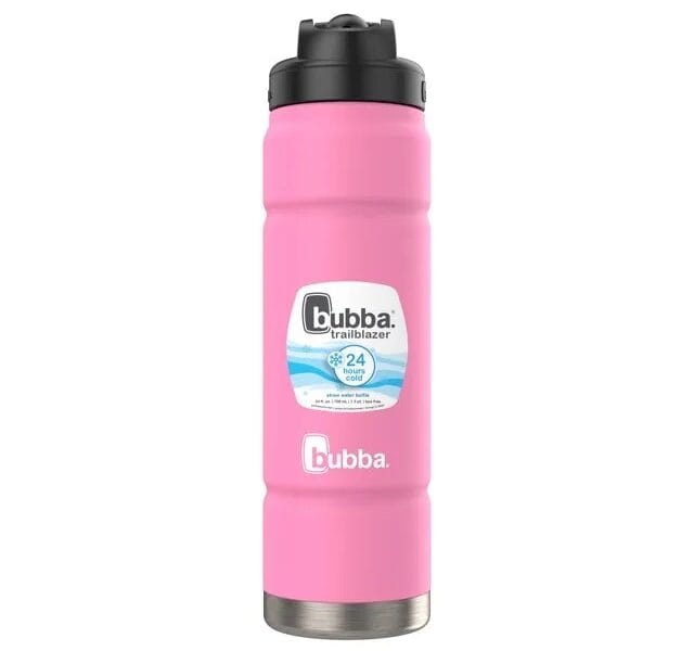 bubba Trailblazer Stainless Steel Water Bottle, Straw Lid Rubberized Pink, 24 fl oz.