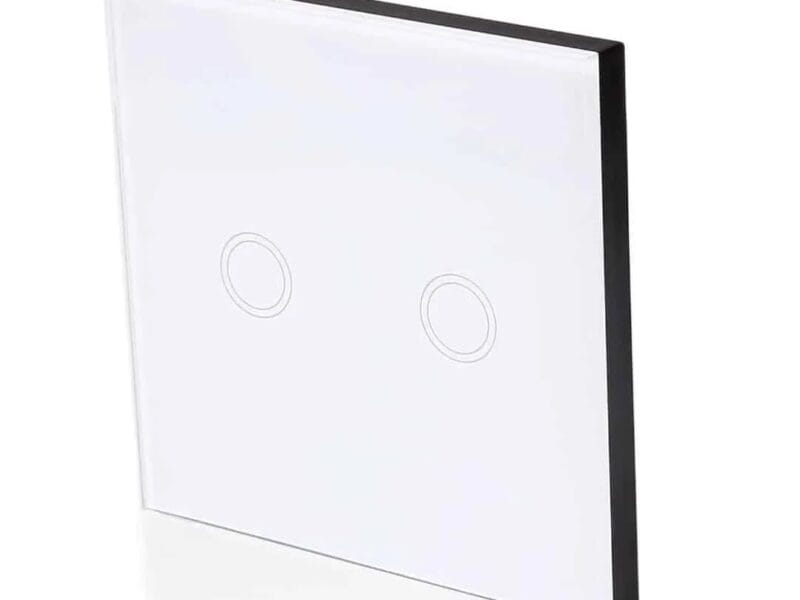 Minitiger EU Smart Home Wifi Wall Light Touch Switch 2 Gang WiFi/433 RF/APP Remote Wifi Light Switch Crystal Glass Panel Color White