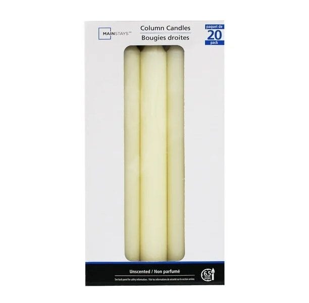 Mainstays 8″ Unscented Ivory Column Candles