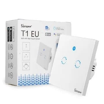 SONOFF T1 EU AC90V-250V 600W Smart WIFI Wall Touch Light Switch 2 Gang Touch/WiFi/433 RF/APP Remote Smart Home Controller Work With Alexa – 2CH