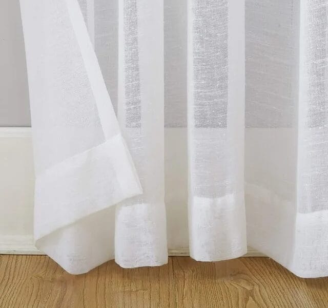 Archaeo Slub Textured Linen Blend Grommet Top Curtain, 52″x95″, White