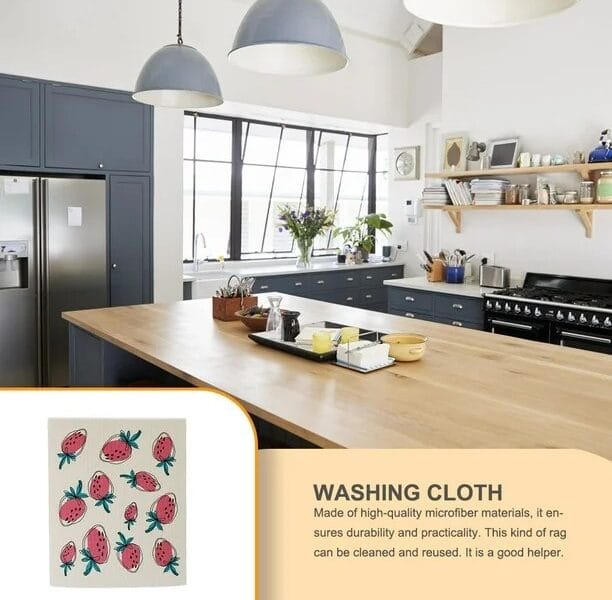 Dishcloth Microfiber Absorbent Fast Dry Clean Tools Household Supply Cleaning Cloth Kitchen Supplies Dish Towels Strawberry