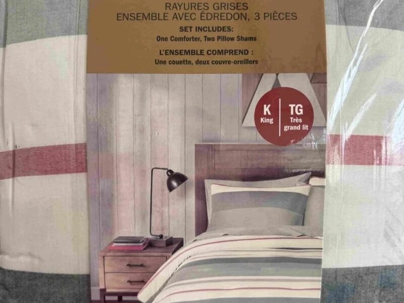 Canadiana Grey Stripe King Comforter Set 106″ x 96″