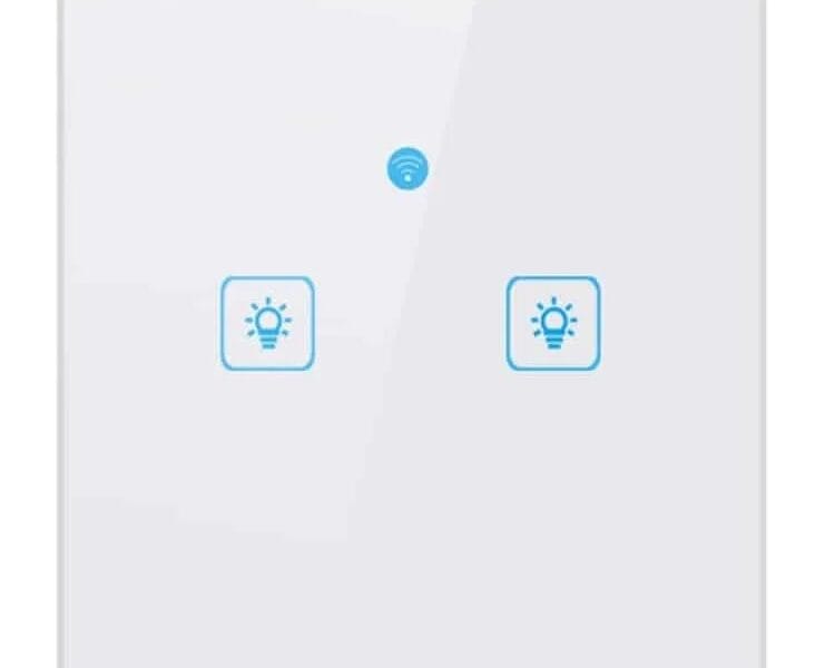 WS EU 02 EWeLink APP Touch Control 2A 2 Gangs 2 Ways Tempered Glass Panel Smart Wall Switch AC 90V-250V EU Plug