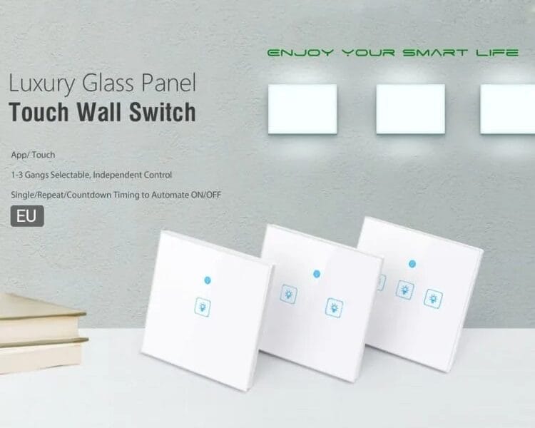 WS EU 02 EWeLink APP Touch Control 2A 2 Gangs 2 Ways Tempered Glass Panel Smart Wall Switch AC 90V-250V EU Plug