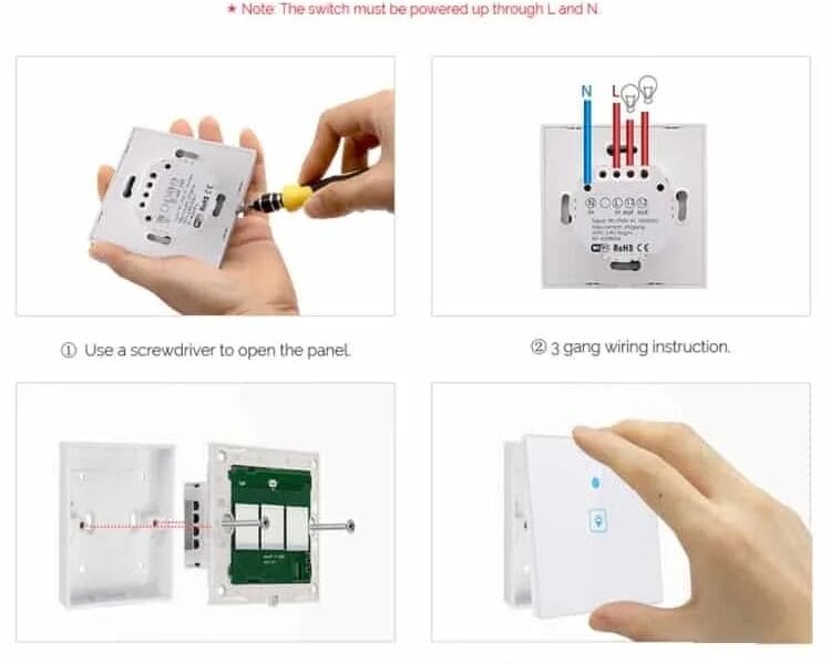 WS EU 03 EWeLink APP Touch Control 2A 3 Gangs 3 Ways Tempered Glass Panel Smart Wall Switch AC 90V 250V EU Plug