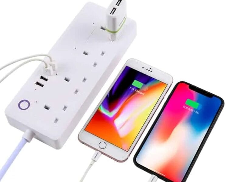4 USB Ports and 4 x UK Plug Jack 13A Max Output WiFi Remote Control Smart Power Socket