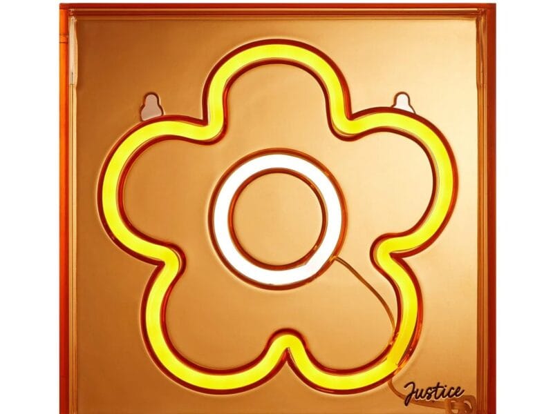 Justice Neon Flower Smile Lamp, Orange, Justice Neon flower lamp