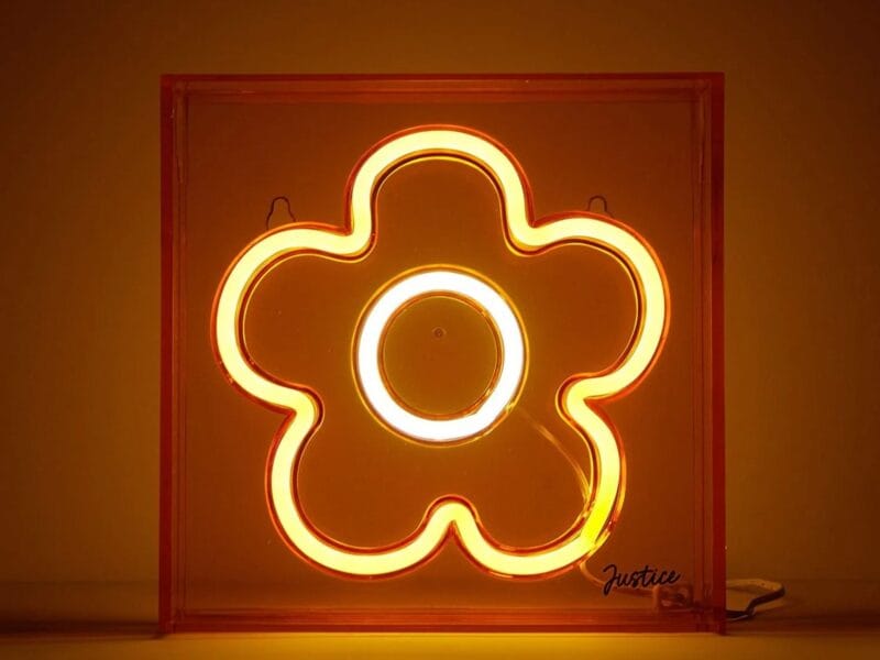 Justice Neon Flower Smile Lamp, Orange, Justice Neon flower lamp