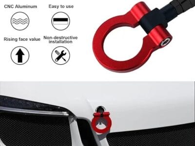 Sport Track Racing Style CNC Aluminum Screw-on Tow Hook Front Bumper Compatible with Porsche Panamera, Carrera 911 991 (Red)