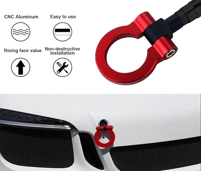 Sport Track Racing Style CNC Aluminum Screw-on Tow Hook Front Bumper Compatible with Porsche Panamera, Carrera 911 991 (Red)