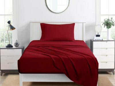 Mainstays Double Fitted Sheet Soft Cotton 54″ x 75″, Red