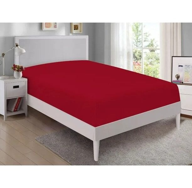 Mainstays Double Fitted Sheet Soft Cotton 54″ x 75″, Red