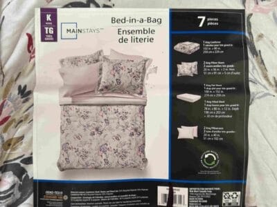 Mainstays in a Bag King Size 7 Pieces, Blush Pink and Grey Elegant Flowers Comforter Bedding Set for All Season (1 Comforter, 1 Flat Sheet, 1 Fitted Sheet, 2 Pillow Shams and 2 Pillowcases)