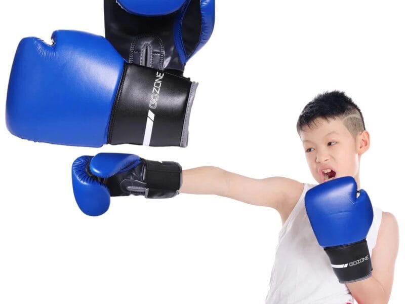 GoZone 8oz Youth Pro-Style Boxing Gloves – Blue/Black