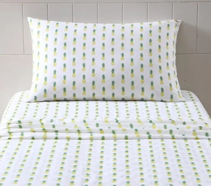 Microfibre Twin Sheet Sheets Ensemble De Draps, Cotton Percale Bedding Set, Crisp & Cool, Lightweight Home Decor – Pineapple 3 Pieces
