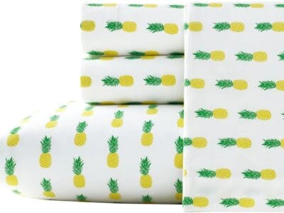 Microfibre Twin Sheet Sheets Ensemble De Draps, Cotton Percale Bedding Set, Crisp & Cool, Lightweight Home Decor – Pineapple 3 Pieces