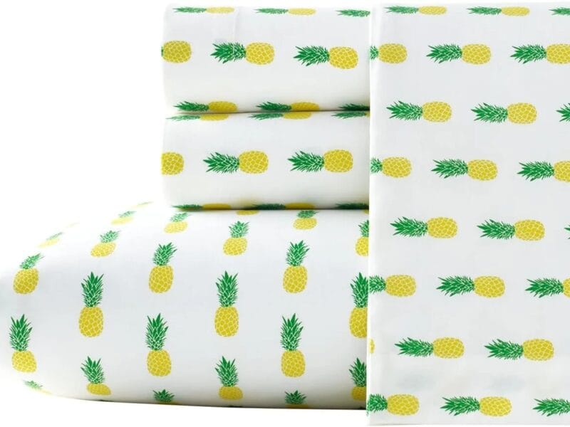 Microfibre Twin Sheet Sheets Ensemble De Draps, Cotton Percale Bedding Set, Crisp & Cool, Lightweight Home Decor – Pineapple 3 Pieces