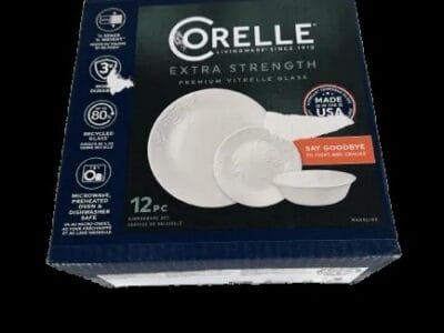 Corelle Madeline Embossed Dinner Set – White 12 Piece